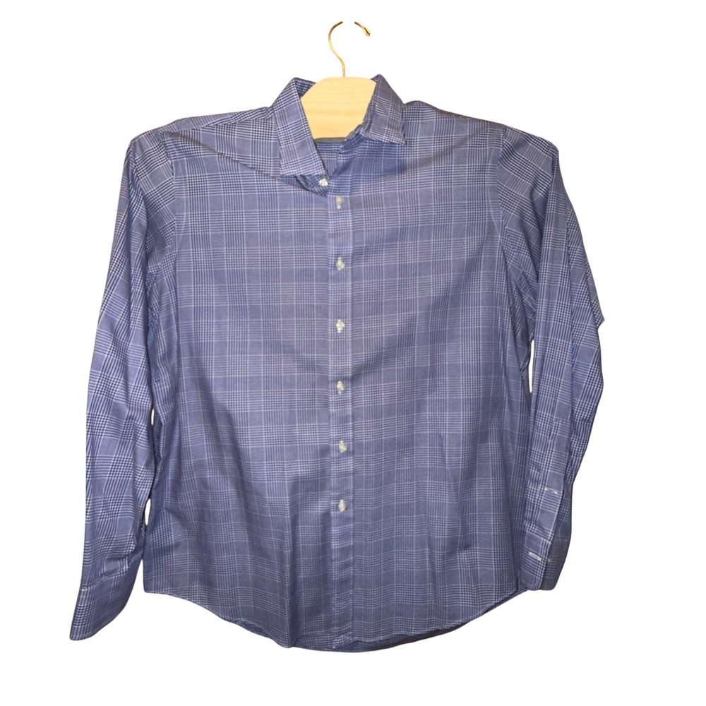 Polo Ralph Lauren Button Down Shirt XL Blue Glen Plaid Long Sleeve Dress Shirt